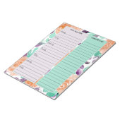 ティール(緑がかった色)ラベンダーフローラミールプランナー&食料品一覧 ノートパッド (アングル)