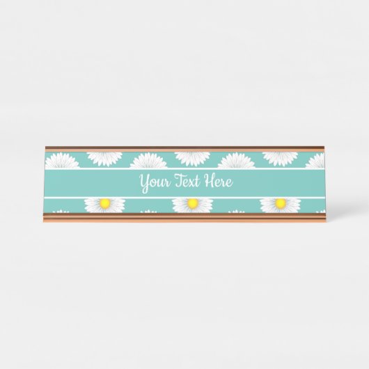 ティール（緑がかった色）リかわいらしトルデイジー デスクネームプレート (正面)