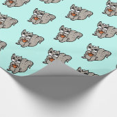 ティール(緑がかった色)リス誕生日またはベビーシャワー ラッピングペーパー (角)