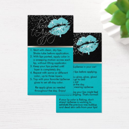 ティール(緑がかった色)リップ – 適用方法とヒント (デスク)