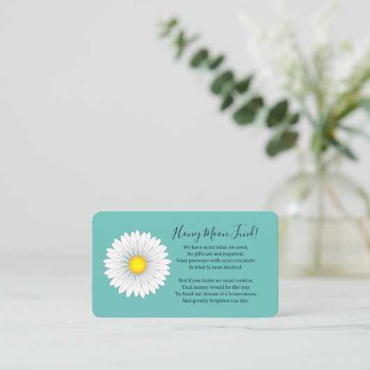 ティール(緑がかった色)リトルかわいらしデイジーハネムーンファンド エンクロージャーカード (スタンド正面)
