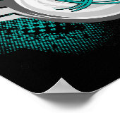 ティール(緑がかった色)リボンおよびウイング卵巣がん ポスター (角)