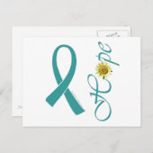 ティール（緑がかった色）リボンホープ卵巣がん ポストカード (正面/裏面)