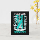 ティール(緑がかった色)リボンポスト外傷性ストレスフラグPtsdアワーン カード (黄色い花)