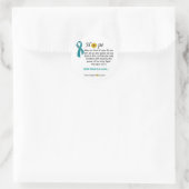 ティール（緑がかった色）リボン卵巣がん希望 ラウンドシール (バッグ)