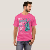 ティール(緑がかった色)リボン孫ミアステニアグラビス認識度 Tシャツ (正面フル)