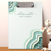 ティール（緑がかった色）リュックスグリッターアゲテジオデシック クリップボード