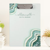 ティール（緑がかった色）リュックスグリッターアゲテジオデシック クリップボード