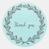 ティール(緑がかった色)リースサンキュークラシックラウンド・ステッカー ラウンドシール (正面)
