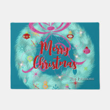 ティール（緑がかった色）リースレトロクリスマス