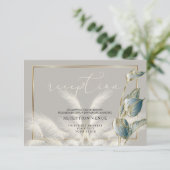ティール(緑がかった色)リーフ金ゴールドアイボリーパンパスグラス披露宴 招待状 (スタンド正面)