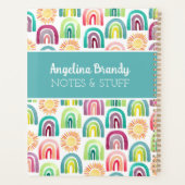 ティール(緑がかった色)レインボーズ&サンズパターン新学期 プランナー手帳 (裏面)