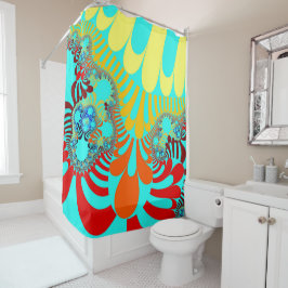 ティール（緑がかった色）レインボーモダン シャワーカーテン