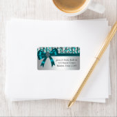 ティール（緑がかった色）レオパードティール（緑がかった色）ボウ差出人住所ラベル ラベル (インサイチュ)