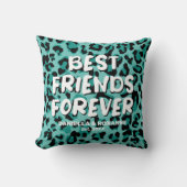 ティール（緑がかった色）レオパードBFFフレンドベッティ クッション (正面)