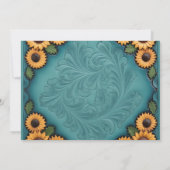 ティール（緑がかった色）レザーツーリング&サンフラワーリハーサルディナー 招待状 (裏面)