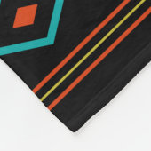 ティール(緑がかった色)レッアステカド黄色の黒の混合モチフパターン フリースブランケット (角)