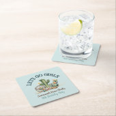 ティール（緑がかった色）レッツゴーガールズ女性のカーボーイサボリーパーティー スクエアペーパーコースター (インサイチュ)