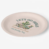 ティール(緑がかった色)レッツゴーガールズ赤面ピンクテーマ誕生日パーティー ペーパープレート (アングル)