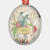 ティール(緑がかった色)レッドエレガントヴィンテージハミングバードオーナメント メタルオーナメント (左)