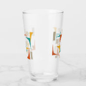 ティール（緑がかった色）レッドオレンジコーナーズミッドセンチュリーレトロガラス タンブラーグラス (左)