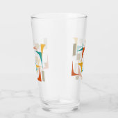 ティール（緑がかった色）レッドオレンジコーナーズミッドセンチュリーレトロガラス タンブラーグラス (右)