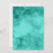 ティール（緑がかった色）レッドオレンジバラボホフローラ結婚ズ 招待状 (裏面)