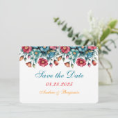 ティール（緑がかった色）レッドオレンジブーケフローラ金ゴールド保存日 (スタンド正面)