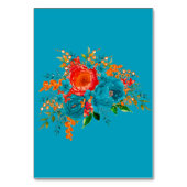 ティール（緑がかった色）レッドオレンジボタニカル結婚フローラ テーブルナンバー (裏面)