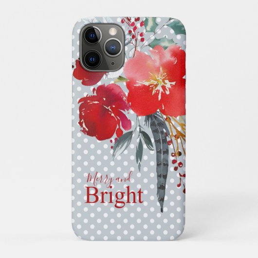 ティール(緑がかった色)レッドクリスマスメリーフローラと明るい Case-Mate iPhoneケース (裏)