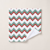 ティール（緑がかった色）レッドシェブロンクリスマスブラブ バスタオルセット (ウォッシュタオル)