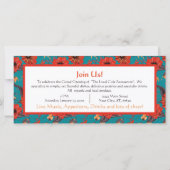 ティール(緑がかった色)レッドフローラカフェレストラングランドオープン (裏面)