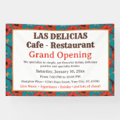 ティール（緑がかった色）レッドフローラルパターンレストラングランドオープニング 横断幕 (横)