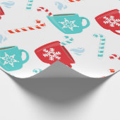 ティール(緑がかった色)レッドホットチョコレートホリデーウィンタークリスマス ラッピングペーパー (角)