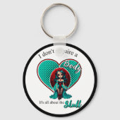 ティール（緑がかった色）&レッドローゼズシュガースカル キーホルダー (裏面)