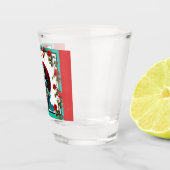 ティール（緑がかった色）&レッドローゼズシュガースカル ショットグラス (右)