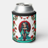 ティール（緑がかった色）&レッドローゼズシュガースカル 缶クーラー (缶裏面)