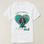 ティール（緑がかった色）&レッドローゼズシュガースカル Tシャツ (デザイン正面)