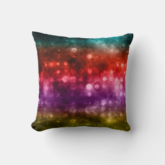 ティール(緑がかった色)、レッド、パープル&シャートレウス《写真》ぼけ味デザイン クッション (正面)