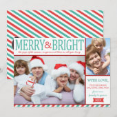 ティール（緑がかった色）&レッメリード&ブライトホリデーカード シーズンカード (正面/裏面)