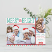 ティール（緑がかった色）&レッメリード&ブライトホリデーカード シーズンカード (スタンド正面)