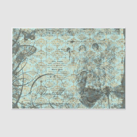 ティール（緑がかった色）レディースデクプ 薄葉紙 (正面)