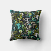 ティール（緑がかった色）レトロキノコ クッション (裏面)