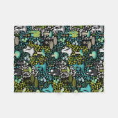 ティール（緑がかった色）レトロキノコ フリースブランケット (正面(横))