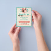 ティール(緑がかった色)レトロキャットアンドドッグペットシッターのチラシ チラシ (手)