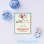 ティール(緑がかった色)レトロキャットアンドドッグペットシッターのチラシ チラシ (シングル)