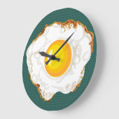 ティール（緑がかった色）レトロスタイル卵焼きフードキッチンデコ ラージ壁時計 (傾斜)