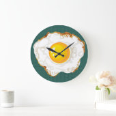 ティール（緑がかった色）レトロスタイル卵焼きフードキッチンデコ ラージ壁時計 (ホーム)