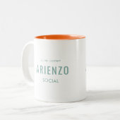 ティール（緑がかった色）レトロソーシャルメディアインフルエンサーオレンジ ツートーンマグカップ (正面左)