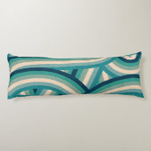 ティール（緑がかった色）レトロレインボーストライプズ模様 ボディピロー (裏面)